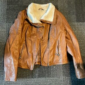 Women's faux leather bomber jacket size medium